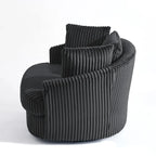 Lot de 2 fauteuils pivotants ronds surdimensionnés en velours côtelé moelleux de 43 po avec oreillers