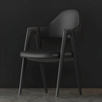 Chaise de salle à manger en cuir moderne avec dossier incurvé et ouvert