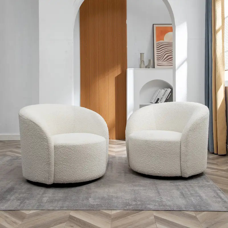 KINWELL Fauteuil d'appoint pivotant rembourré en forme de tonneau, de 86 cm de large (Lot de 2)