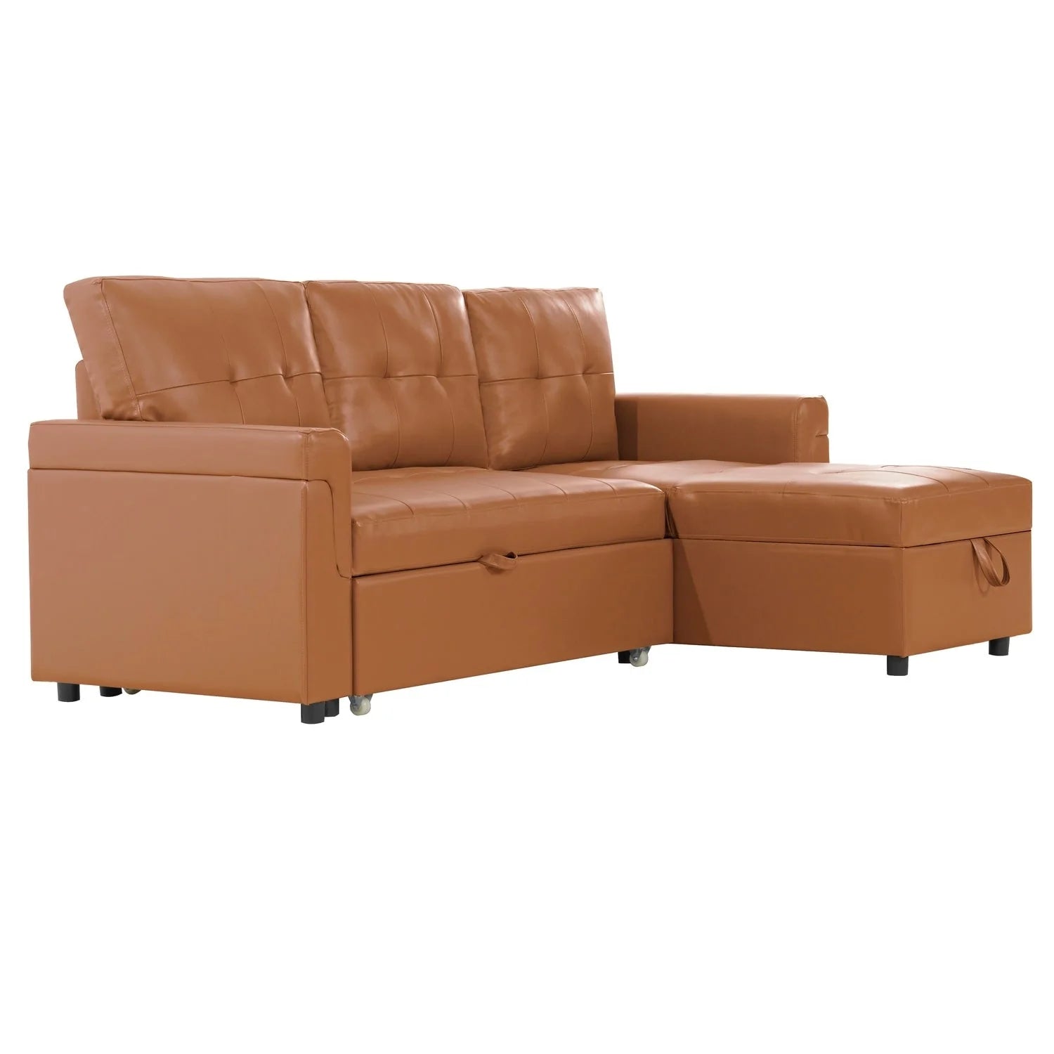 Canapé d'angle réversible convertible avec lit gigogne, méridienne avec rangement dissimulé et pieds durables