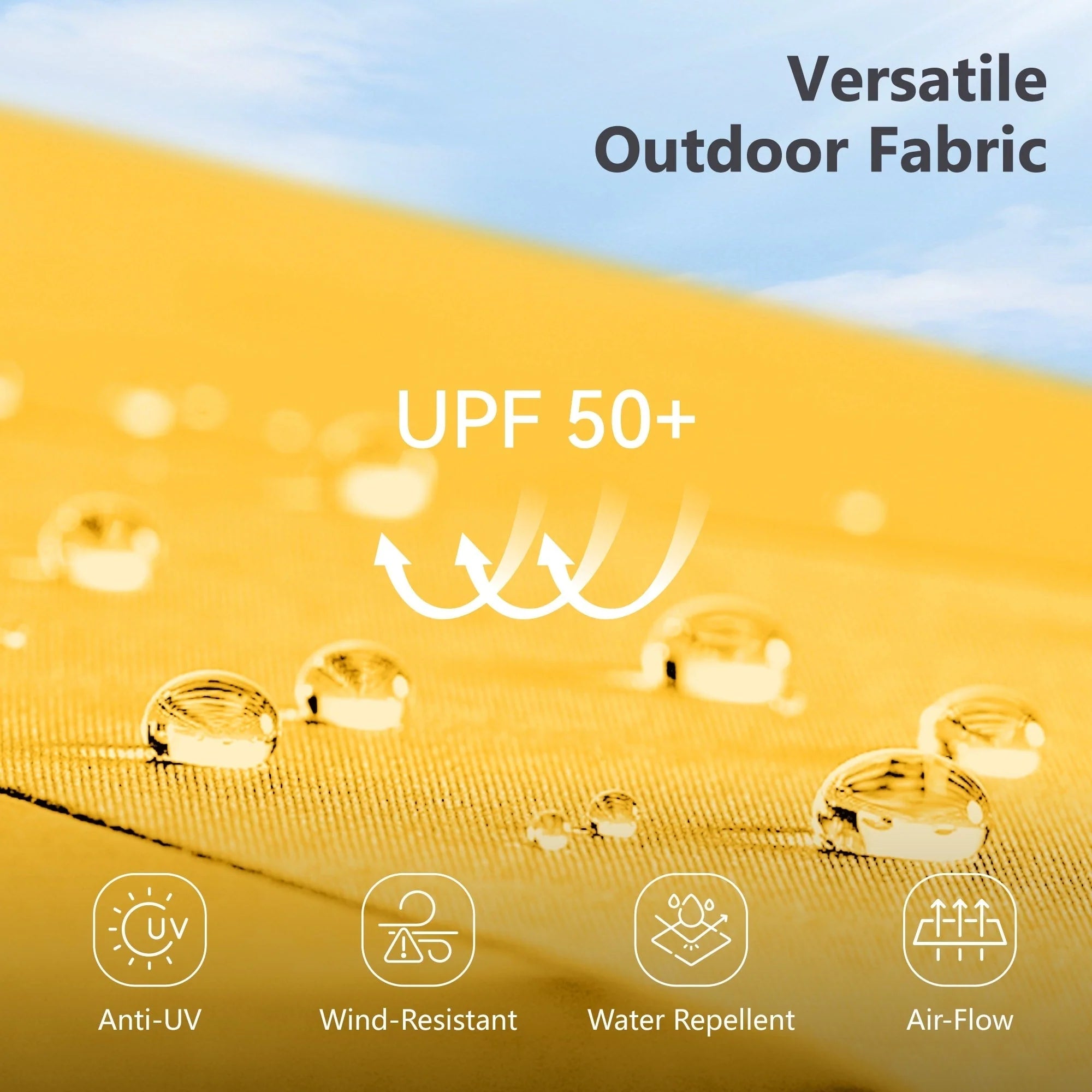 MAISON ARTS Parasol de marché extérieur rectangulaire de 4,5 m avec manivelle, double face, lumières LED solaires et base incluse