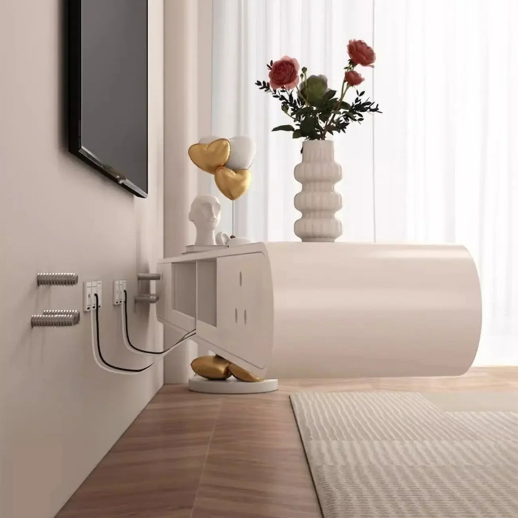 Meuble TV mural flottant en bois blanc avec rangement pour salon