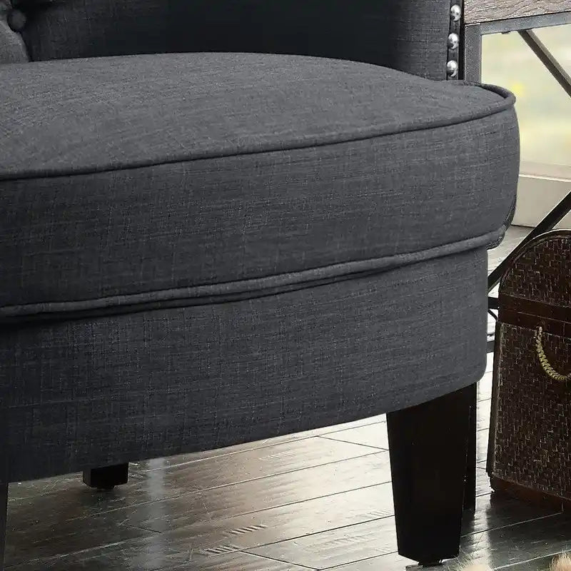 Fauteuil d'appoint capitonné à oreilles large de 76 cm en velours/lin Mignon de Moser Bay