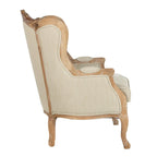 Fauteuil à oreilles Kali en chêne et lin naturel SAFAVIEH Couture - 34Lx34Px40H