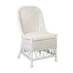 Chaise d'appoint de salle à manger en rotin naturel avec coussin, par East at Main