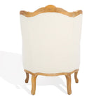 Fauteuil à oreilles Kali en chêne et lin naturel SAFAVIEH Couture - 34Lx34Px40H