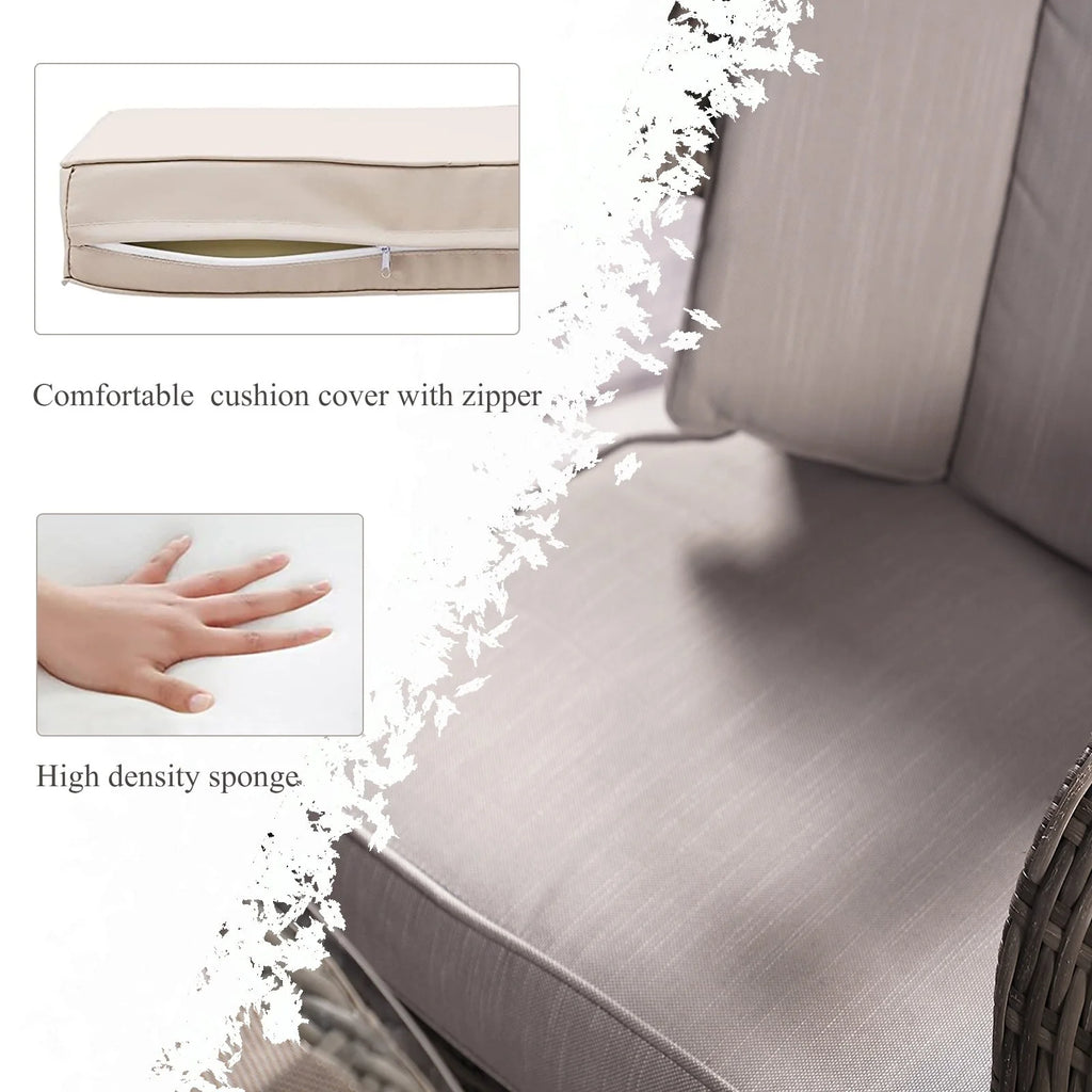 Ensemble de salle à manger rond 7 pièces en rotin tressé d'extérieur avec coussins de Moda Furnishings