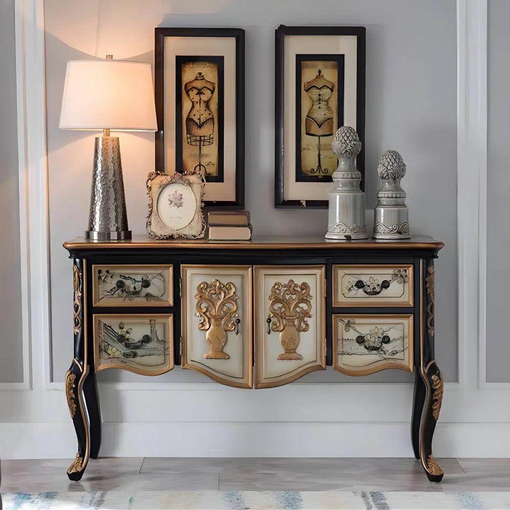 Console de rangement en bois "café français" avec tiroirs