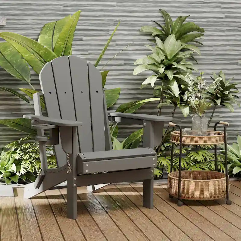 Chaise Adirondack pliable d'extérieur avec porte-gobelet