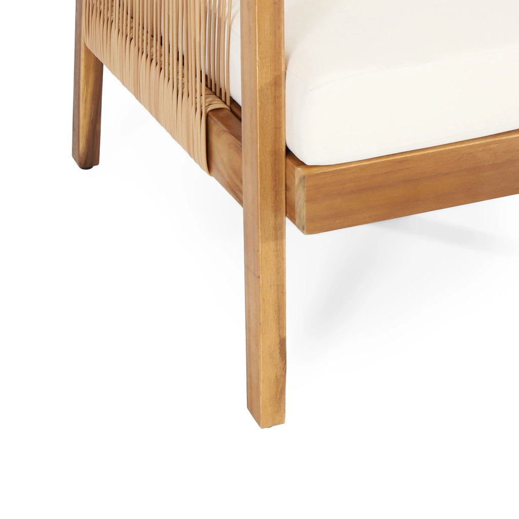 Ensemble de deux fauteuils de club d'extérieur Jabe en bois d'acacia et osier par Christopher Knight Home