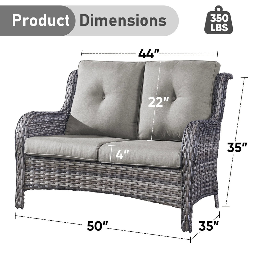 Gymojoy Canapé d'extérieur deux places en rotin Wicker Sofa Set