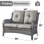 Gymojoy Canapé d'extérieur deux places en rotin Wicker Sofa Set