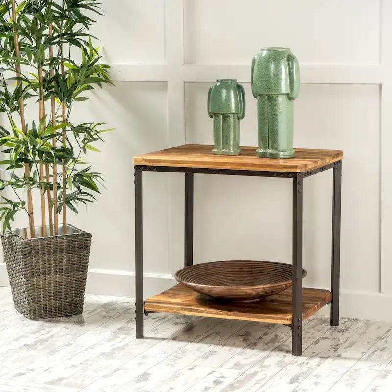 Table d'appoint Ronan Wood Rustic Metal par Christopher Knight Home