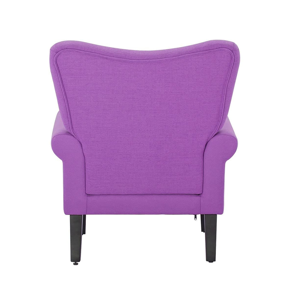 Fauteuil d'appoint moderne Erommy, fauteuil à dossier haut, canapé individuel en tissu capitonné avec pieds en bois pour salon