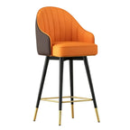 Tabouret de bar pivotant en cuir Art Déco avec assise baquet rembourrée