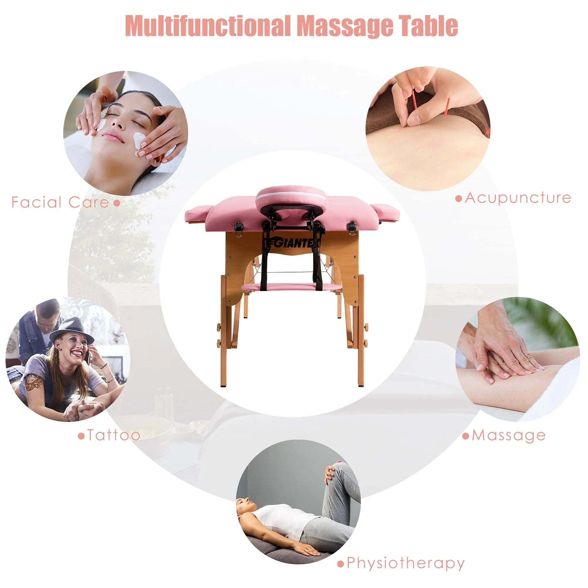 Table de massage portable 84L réglable lit de spa facial tatouage avec sac de transport