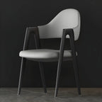 Chaise de salle à manger en cuir moderne avec dossier incurvé et ouvert