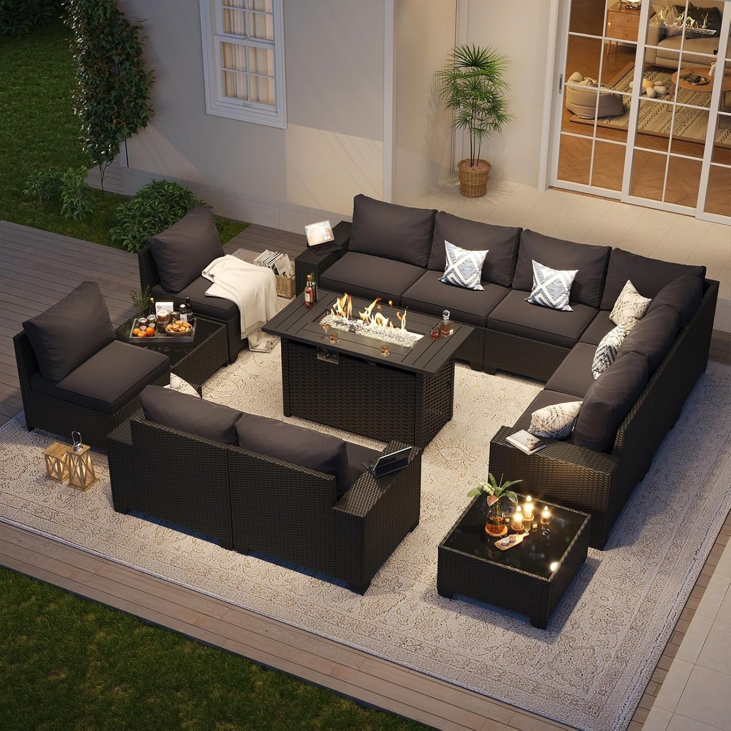 Ensembles de meubles de patio extérieurs avec coussin épais de 10 cm
