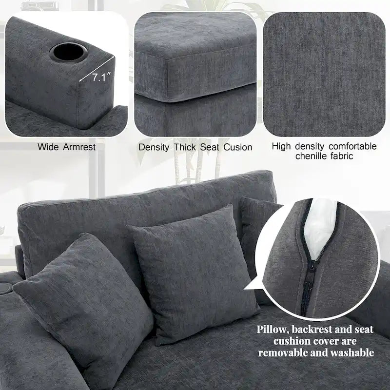 Trois tailles de chaise longue surdimensionnée avec oreillers