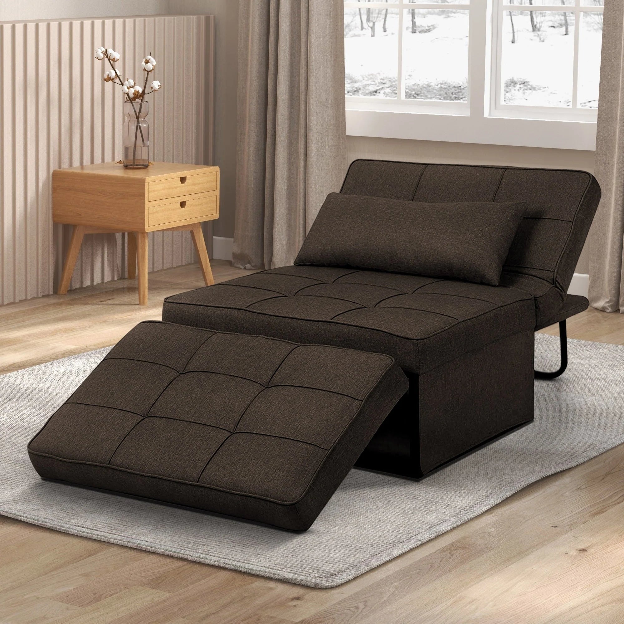 Canapé Convertible Lit Canapé Fauteuil Ottoman Pliant Fauteuils Inclinables pour Salon