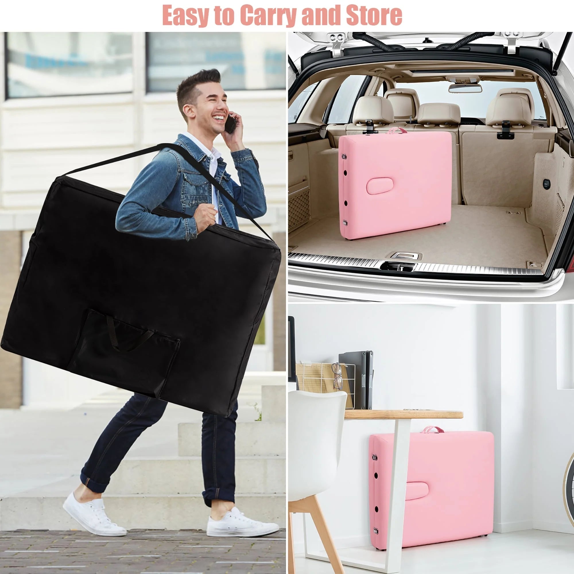 Table de massage portable 84L réglable lit de spa facial tatouage avec sac de transport