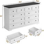 Commode 10 tiroirs, commode en bois 55 grands tiroirs et commodes