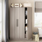 Armoire Penderie en Bois avec 6 Cubes de Rangement et Tringle Suspendue