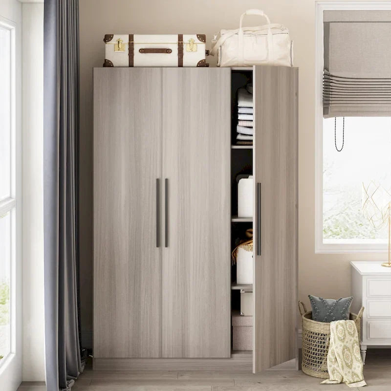 Armoire Penderie en Bois avec 6 Cubes de Rangement et Tringle Suspendue
