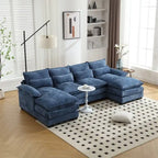 Canapé sectionnel Cloud pour salon, canapé moderne en chenille/bouclette en forme de U, canapé-lit modulaire confortable avec double méridienne