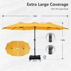 MAISON ARTS Parasol double de 4,5 m pour terrasse, grande taille, avec pied inclus