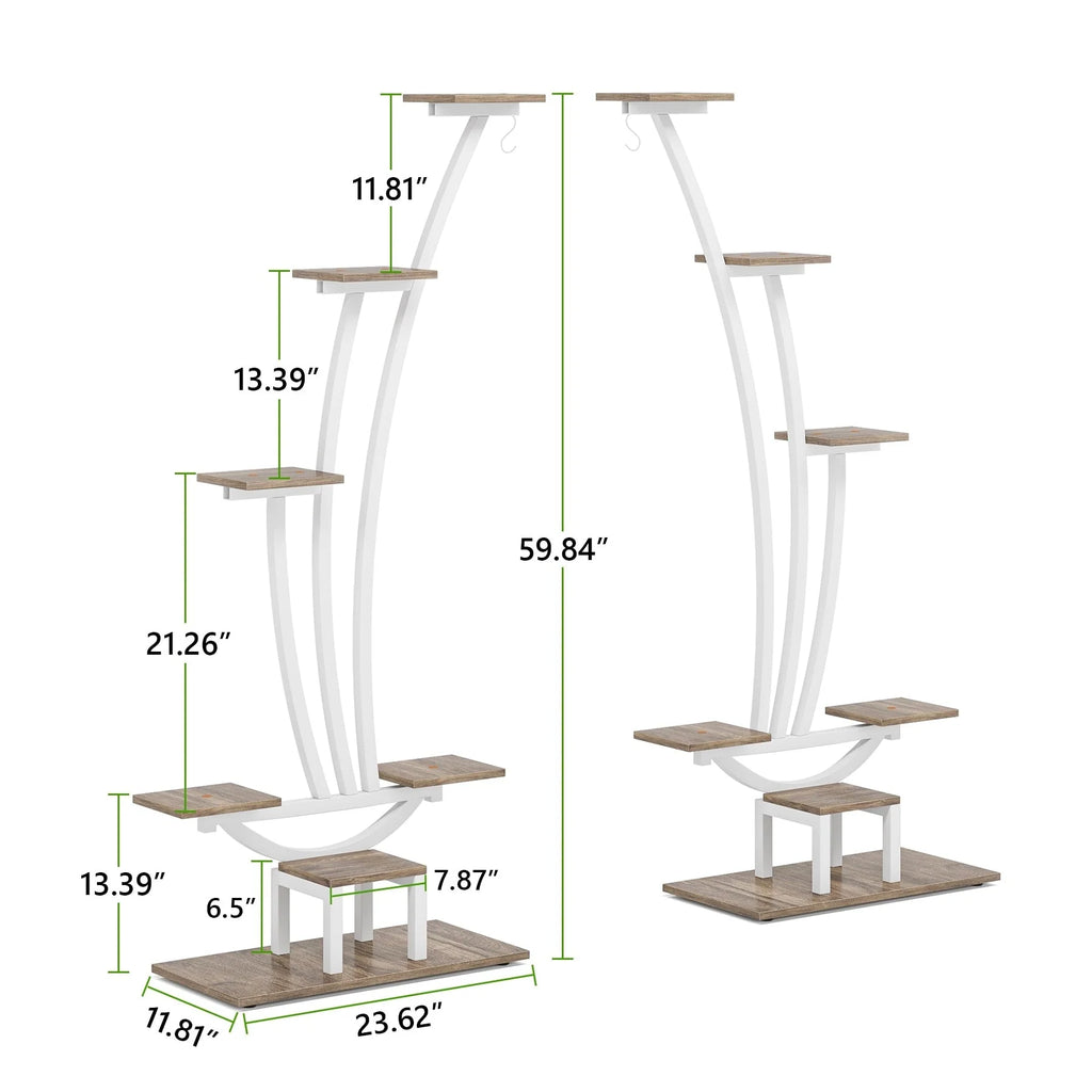 Support pour Plantes d'Intérieur, Étagère à Fleurs à 6 Niveaux pour Jardin Domestique - Lot de 2