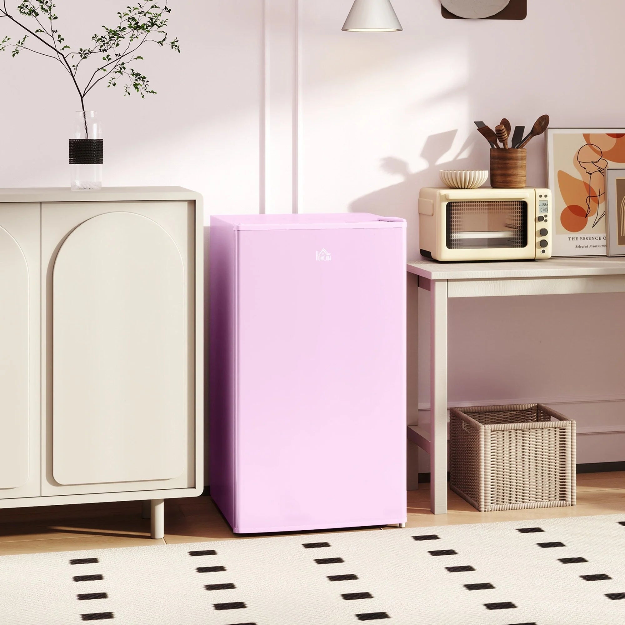 HOMCOM Mini-réfrigérateur avec congélateur 90 L, réfrigérateur compact à porte unique avec thermostat réglable pour chambre à coucher