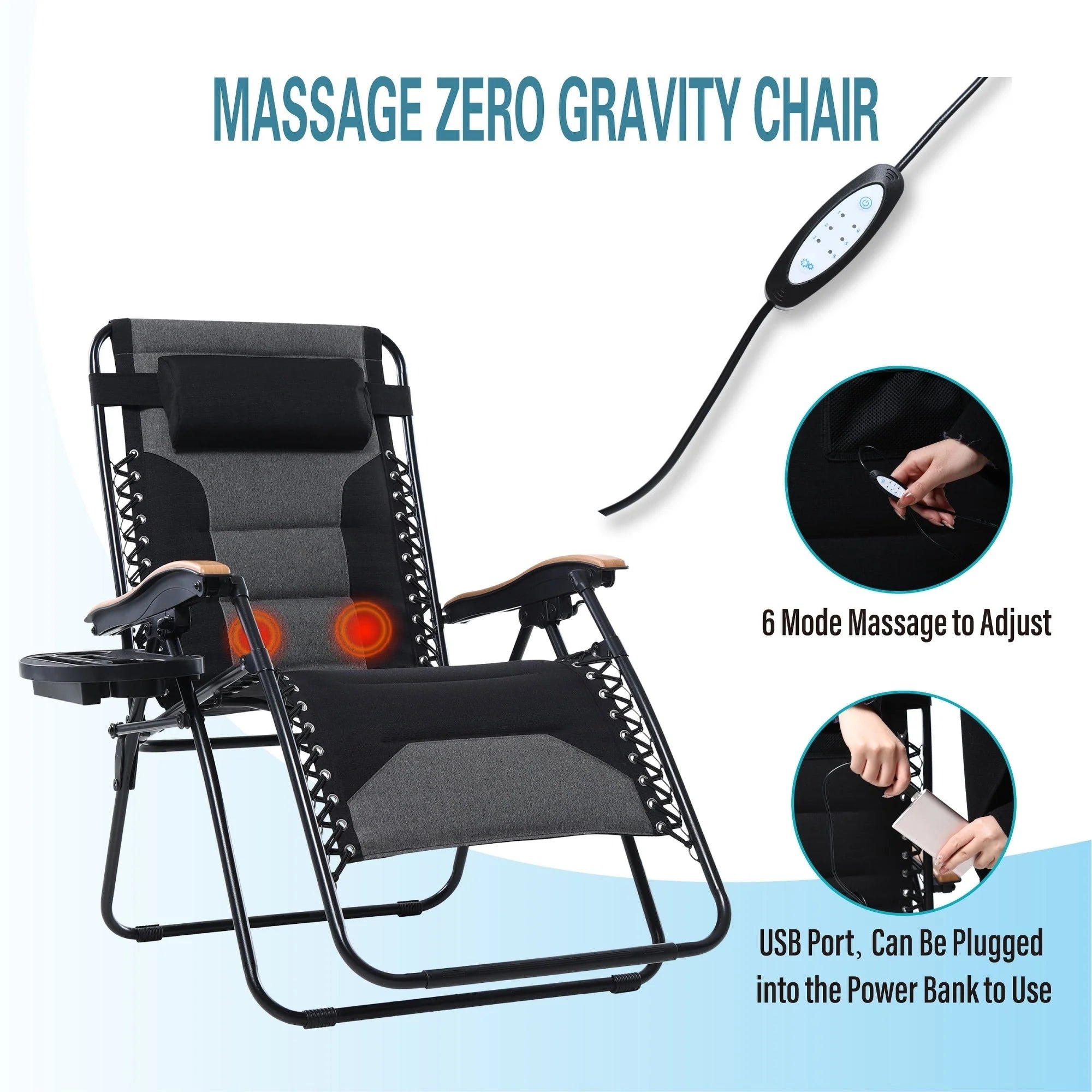 Fauteuil de relaxation zéro gravité XL surdimensionné et rembourré, avec accoudoirs plus larges, inclinable et porte-gobelet - N/A