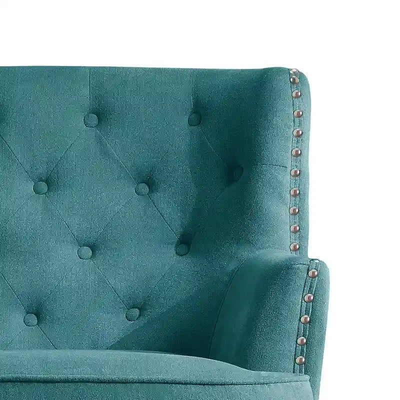 Fauteuil d'appoint capitonné à oreilles large de 76 cm en velours/lin Mignon de Moser Bay