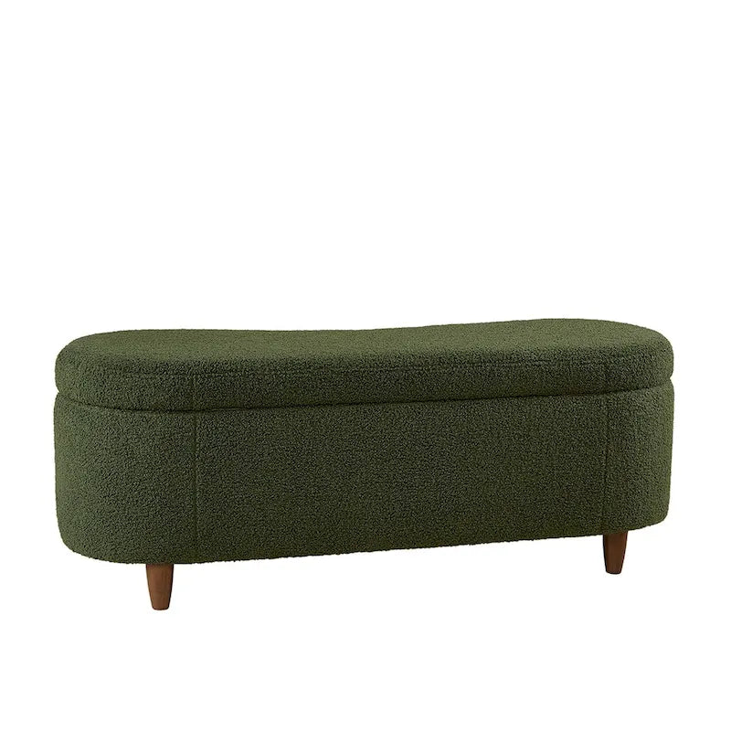 Banc de rangement rabattable en tissu bouclé taupe INK+IVY Bailey