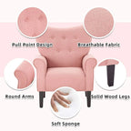 Fauteuil d'appoint moderne Erommy, fauteuil à dossier haut, canapé individuel en tissu capitonné avec pieds en bois pour salon