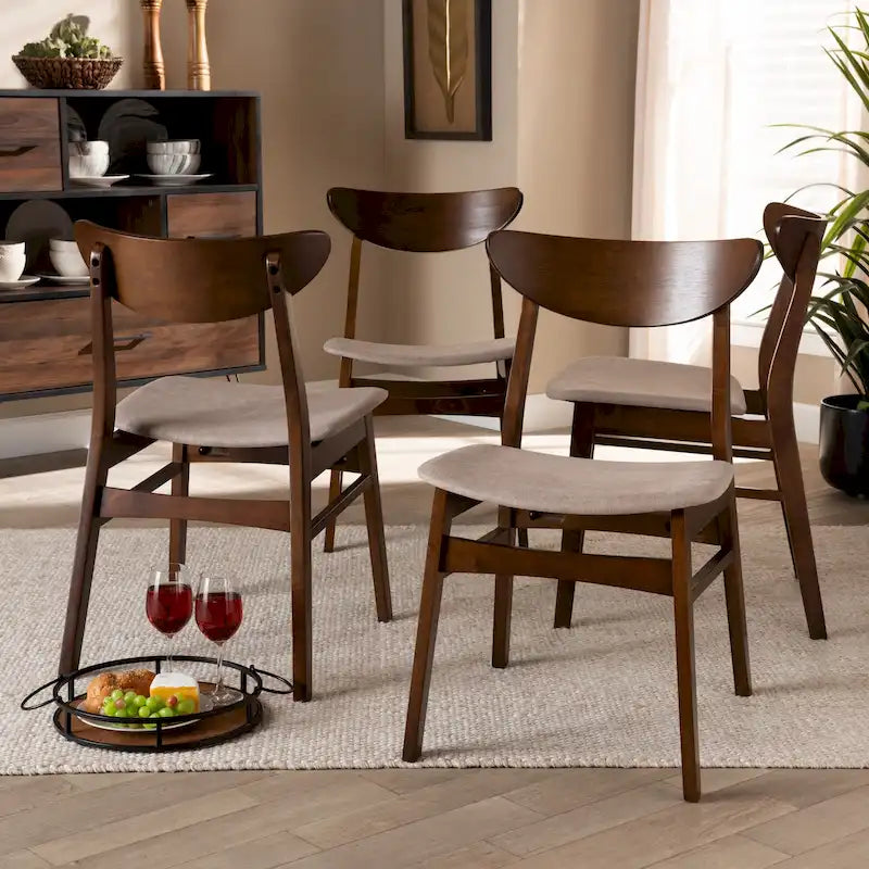 Ensemble de 4 chaises de salle à manger transitionnelles modernes du milieu du siècle Parlin