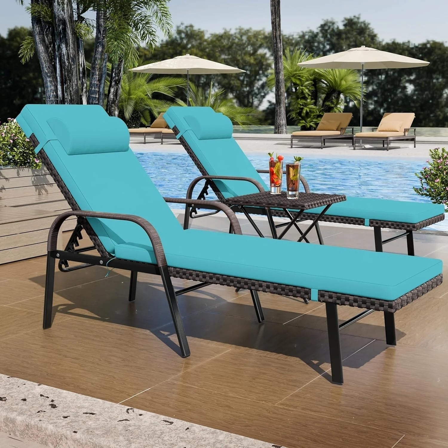 Kullavik – Ensemble de 3 chaises longues d'extérieur