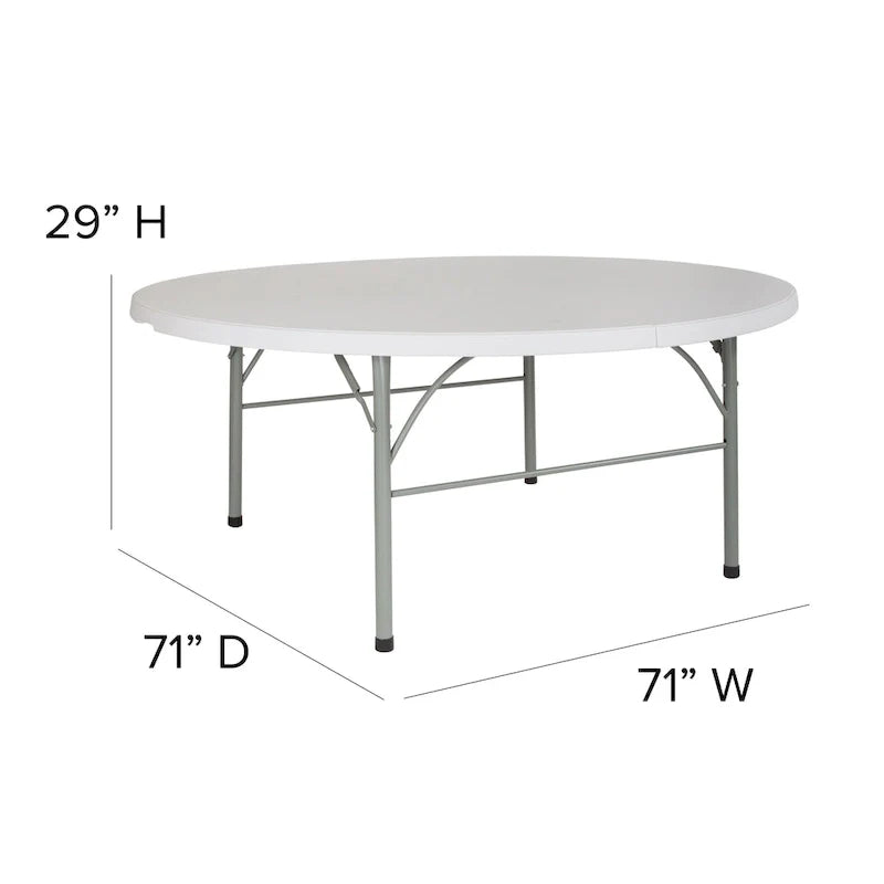 Table pliante ronde en plastique de 1,80 m avec poignée pour événements
