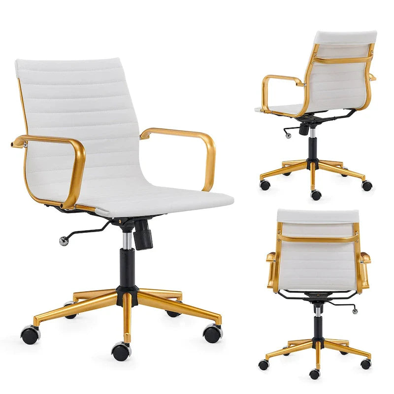 LUXMOD Chaise de Bureau à Domicile Côtelée Fauteuil de Bureau