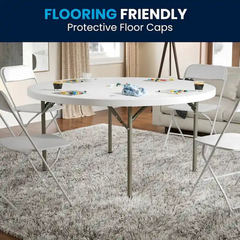 Table de réception pliante ronde en plastique de 1,5 m de diamètre avec plateau de 5 cm d'épaisseur