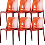 Chaise de salle à manger en acrylique ambré sans accoudoirs à dossier bas