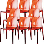 Chaise de salle à manger en acrylique ambré sans accoudoirs à dossier bas