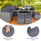 Costway 7 pièces Salon de Jardin en Rotin Canapé Modulable Repose-Pieds - Voir Détails