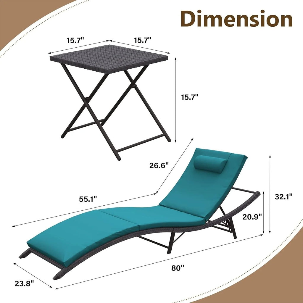 Kullavik – Ensemble de 3 chaises longues d'extérieur
