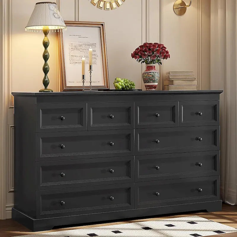 Commode 10 tiroirs, commode en bois 55 grands tiroirs et commodes