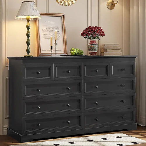 Commode 10 tiroirs, commode en bois 55 grands tiroirs et commodes