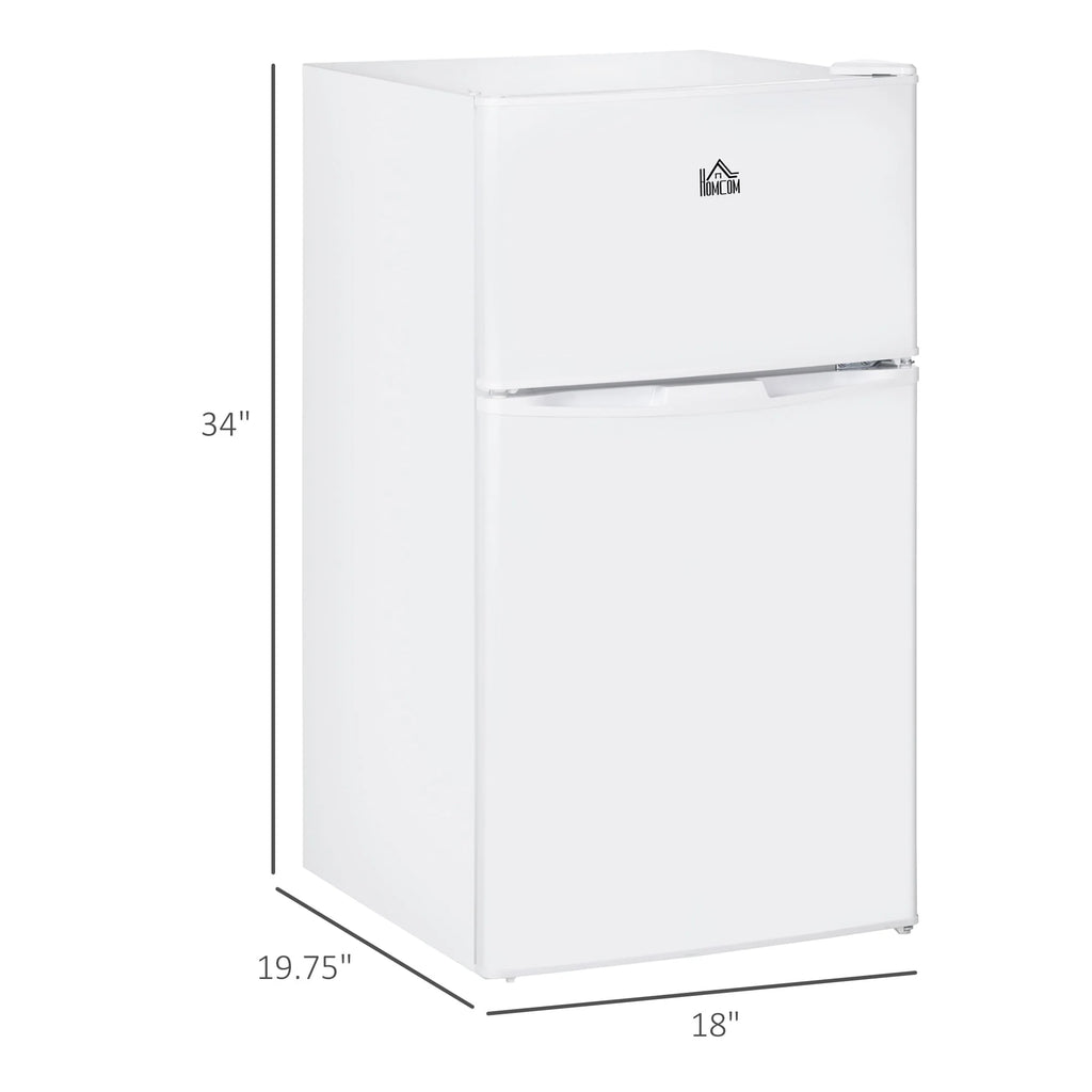 HOMCOM Mini Réfrigérateur Double Porte avec Congélateur, Réfrigérateur Compact de 90L avec Étagère Réglable, Thermostat Réglable