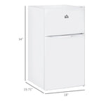 HOMCOM Mini Réfrigérateur Double Porte avec Congélateur, Réfrigérateur Compact de 90L avec Étagère Réglable, Thermostat Réglable