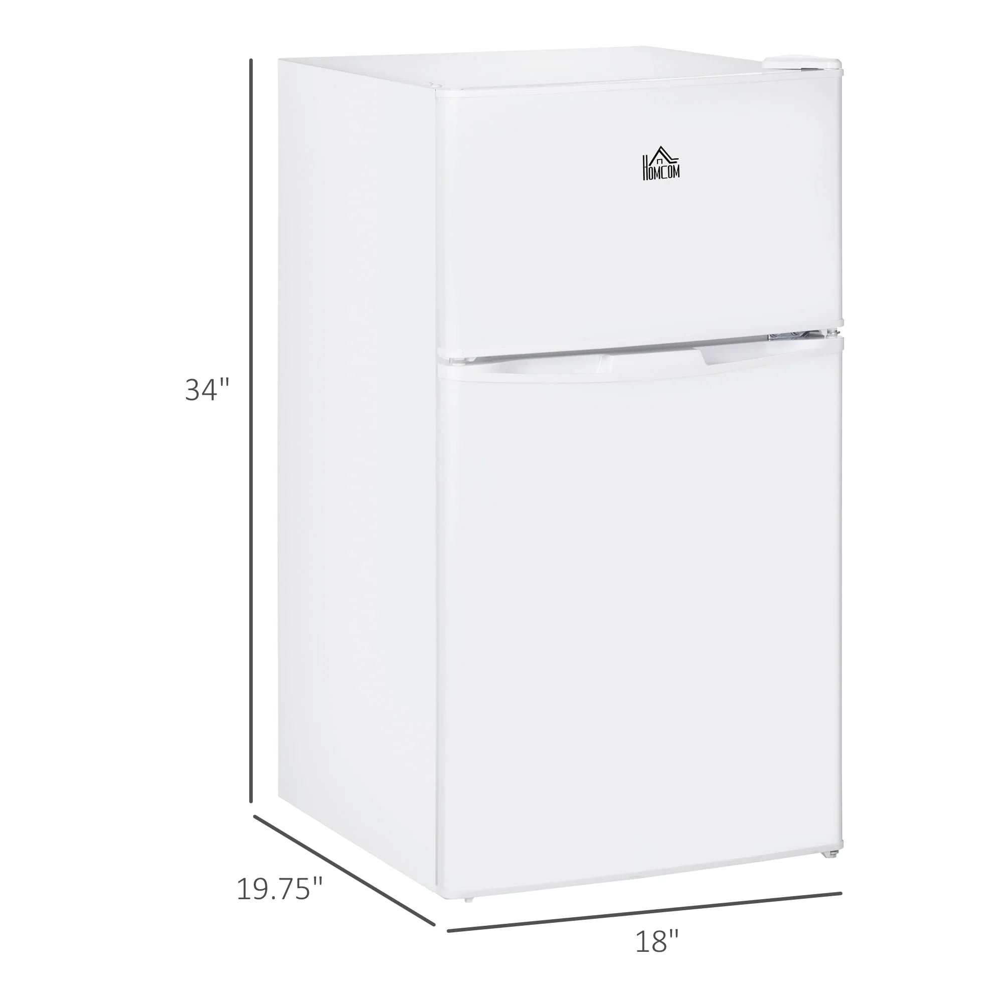 HOMCOM Mini Réfrigérateur Double Porte avec Congélateur, Réfrigérateur Compact de 90L avec Étagère Réglable, Thermostat Réglable